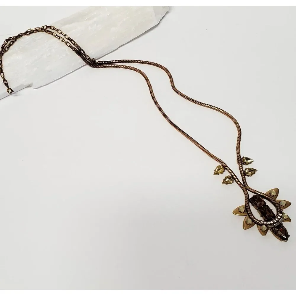 Stella & Dot Soliel Necklace Jewelry Gold Tone Crystal Rhinestones Neutral *note - Picture 8 of 10